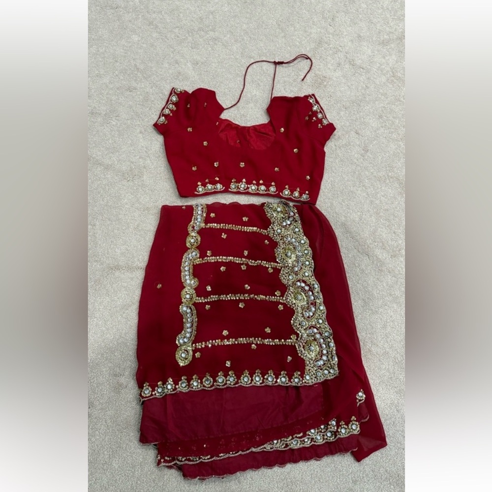 Indian saree with blouse fall pickle done